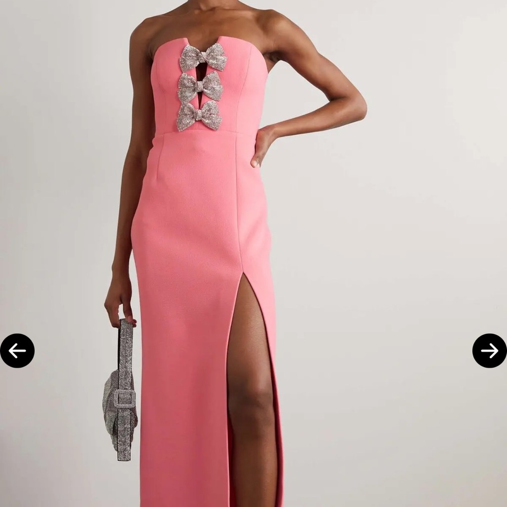 Rebecca Vallance Pink Strapless Dress with Silver Bows